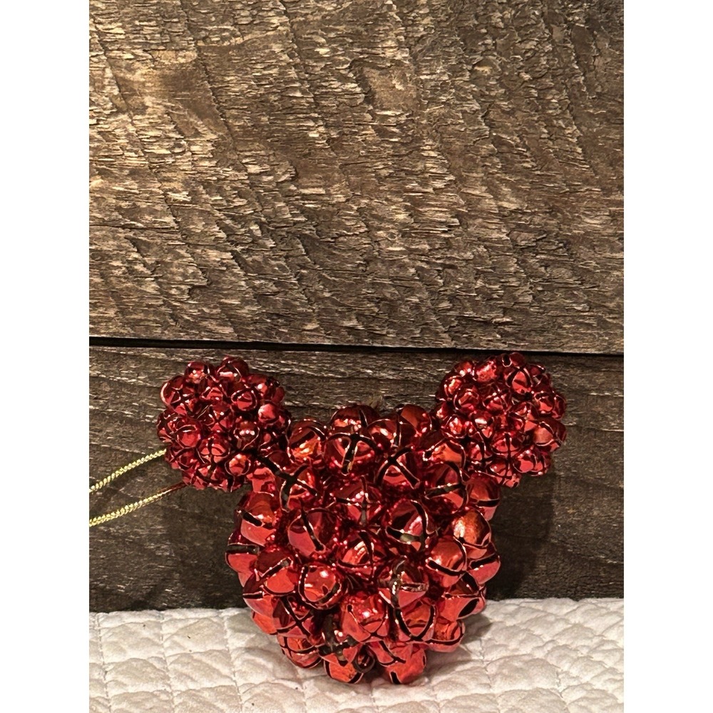 Disney Parks Mickey Mouse Red Jingle Bells Ornament Head And‎ Ears